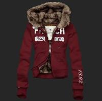 dames abercrombie fitch fur hooded outwear zip phys educ 1892 rood Store Almere 6qvuc443